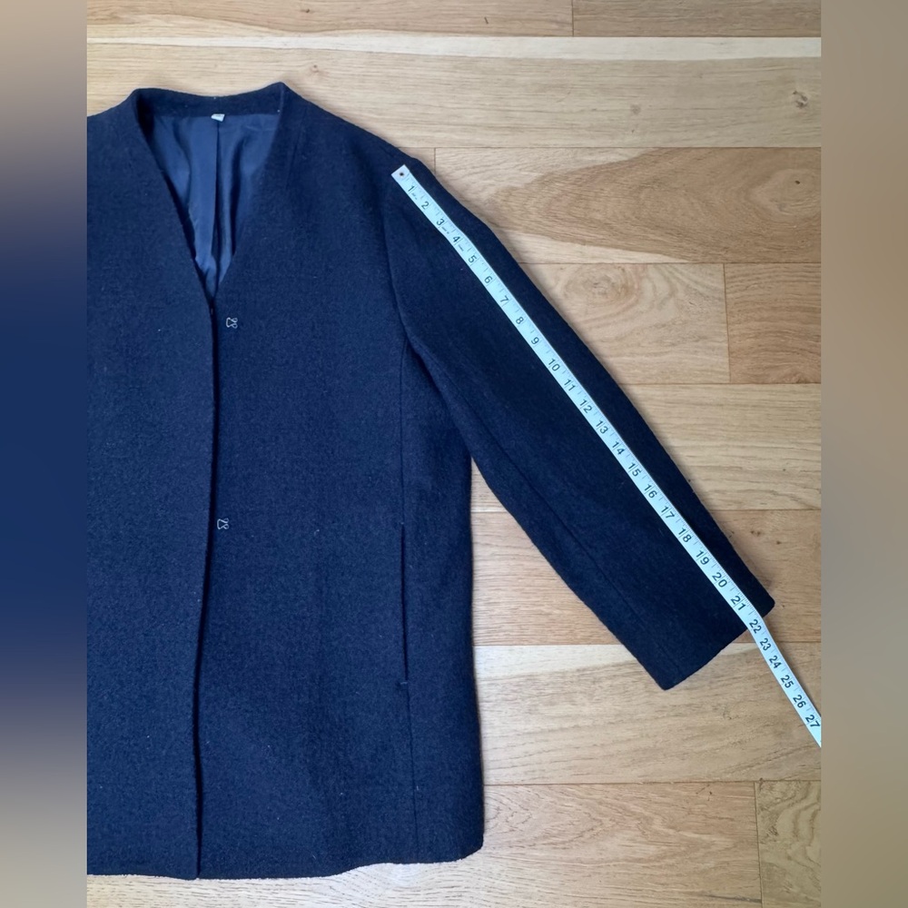 Muji Boiled Wool Navy Collarless Blazer